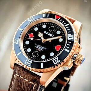 Fabulous THE RISK TAKER Full Automatic Black Diver Mod Watch 24jewels Excellent!